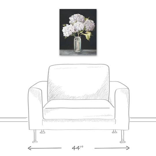 White Hydrangeas In A Vase 16" x 20" Canvas Wall Art
